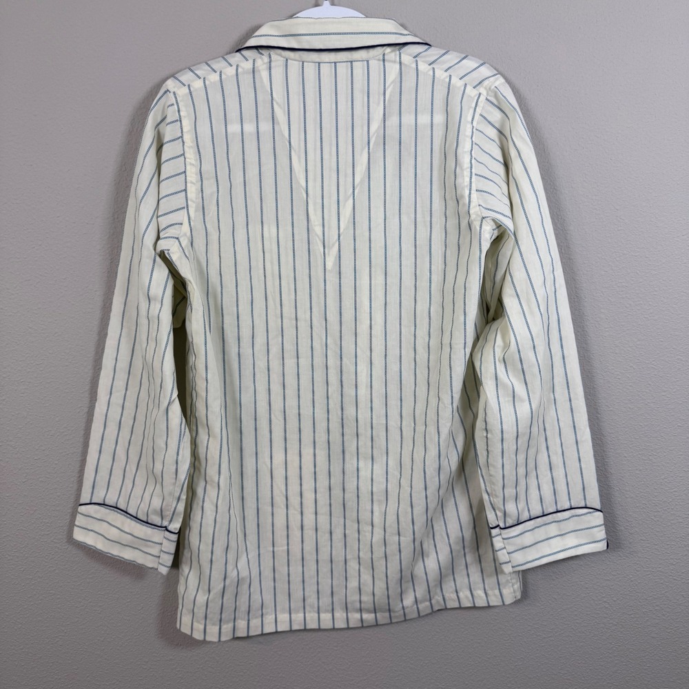Christian Dior Monsieur Vintage Pajama Top Blue Striped Men's S Pocket Logo - Picture 2 of 6